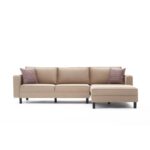 Γωνιακός καναπές Kale Right velvet κρεμ 258x181x83cm ed5232 - Image 4