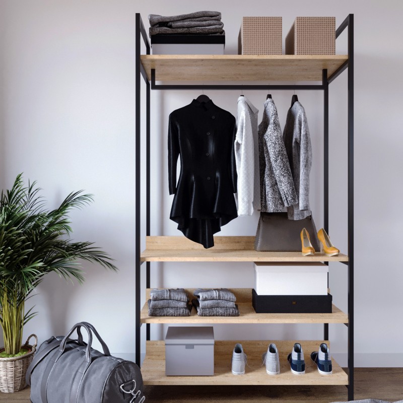 525_0-800x800 Ντουλάπα Trend δρυς μελαμίνη 100x40x180εκ ed525 - Image 1