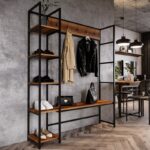 Έπιπλο εισόδου Portmanto Blossom καρυδί μελαμίνη μεταλλικά πόδια 145x35x175εκ ed526 - Image 5