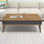 Τραπέζι σαλονιού City καρυδί μπλέ μελαμίνη πλαστικά πόδια 105x60x36 6εκ ed5286 - Image 4