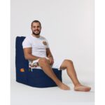 Πουφ Diamond αδιάβροχο ύφασμα σκούρο μπλε 60x35cm ed5325 - Image 5