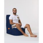 Πουφ Diamond αδιάβροχο ύφασμα σκούρο μπλε 60x35cm ed5325 - Image 4