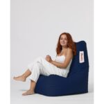 Πουφ Diamond αδιάβροχο ύφασμα σκούρο μπλε 60x35cm ed5325 - Image 2