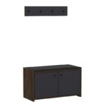 Έπιπλο εισόδου Zeno σκούρο καρυδί ανθρακί μελαμίνη μαξιλάρι μαύρο και κρεμάστρα 80x35x45εκ ed5376 - Image 3