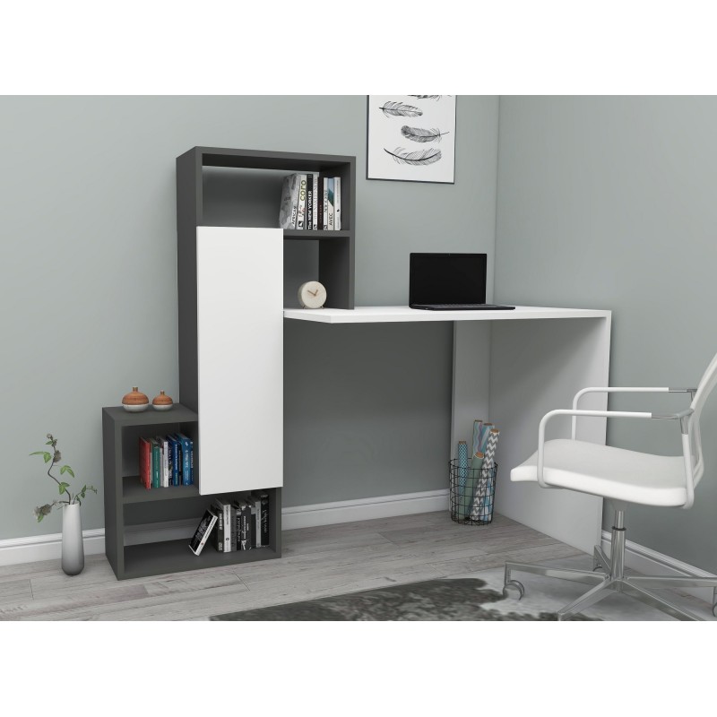 5377_0-800x800 Γραφείο Ridere λευκό ανθρακί χρώμα μελαμίνη 138 6x55x73 8cm ed5377 - Image 1