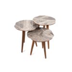 Βοηθητικά τραπεζάκια σαλονιού Tina γκρι άσπρη καρυδί μελαμίνη 41x39x47cm ed5388 - Image 5