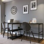 Γραφείo Mentre μαύρο χρώμα μελαμίνη μέταλλο 240x60x72cm ed538 - Image 4