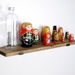 Ραφιέρα Lam καρυδί μαύρο ξύλο μεταλλική βάση 60x14x16εκ ed5395