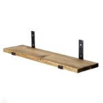 Ραφιέρα Lam καρυδί μαύρο ξύλο μεταλλική βάση 60x14x16εκ ed5395 - Image 5