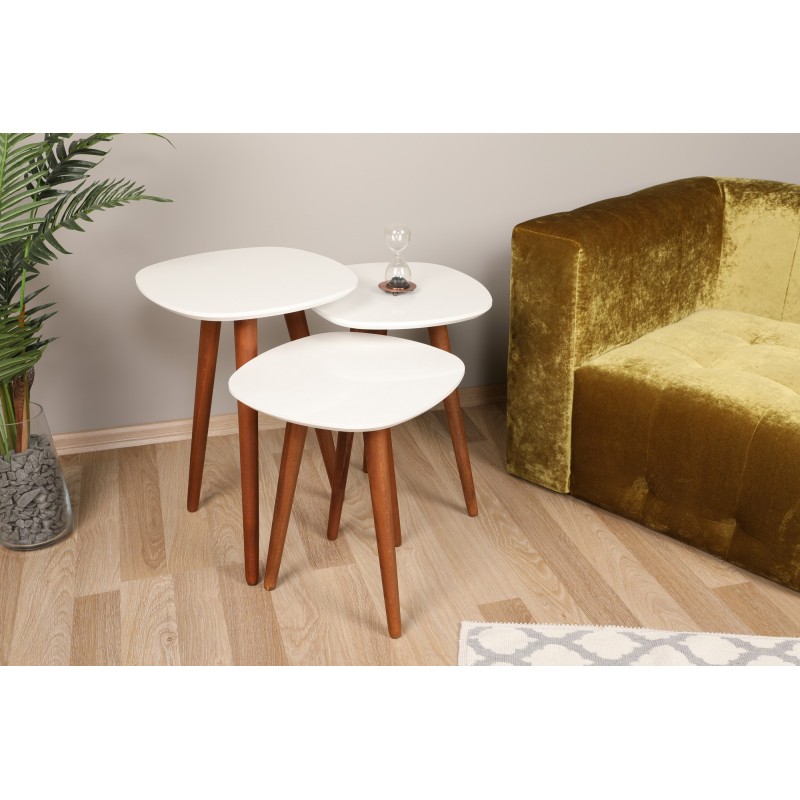 5428_0-800x800 Βοηθητικά τραπεζάκια σαλονιού Paint άσπρη καρυδί μελαμίνη 41x39x47cm ed5428 - Image 1