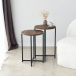 Τραπέζια σαλονιού set 2τεμ Neta καρυδί μελαμίνη μέταλλο 35x55cm ed5431 - Image 5