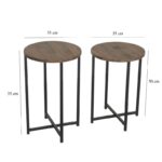 Τραπέζια σαλονιού set 2τεμ Neta καρυδί μελαμίνη μέταλλο 35x55cm ed5431 - Image 2