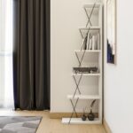 Βιβλιοθήκη Talos λευκό μαύρο χρώμα 150x50x22cm ed545 - Image 4