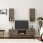 Έπιπλο tv Beta μαύρο ανθρακί χρώμα μελαμίνη 150x45x35cm ed5473