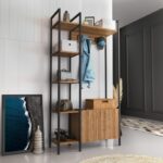 Έπιπλο εισόδου Doga καρυδί μαύρο μελαμίνη 90x35x175εκ ed5474 - Image 5