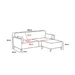 Γωνιακός καναπές Ova Turquoise 206x165x80cm ed5515 - Image 2