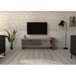 Έπιπλο tv Palmi ανθρακί oak χρώμα μελαμίνη 120x25x36 8cm ed5517