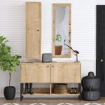 Έπιπλο εισόδου Chumo  Sapphire Oak μελαμίνη μεταλλικά πόδια και καθρέπτη 120x35x90εκ ed5518