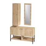 Έπιπλο εισόδου Chumo  Sapphire Oak μελαμίνη μεταλλικά πόδια και καθρέπτη 120x35x90εκ ed5518 - Image 3