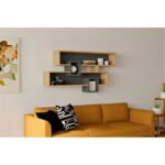 Ράφι τοίχου Karen sapphire ανθρακί μελαμίνη 120x22x75cm ed551