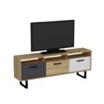 Έπιπλο tv Lida λευκό oak ανθρακί χρώμα μελαμίνη 150x29 6x40cm ed5525 - Image 5