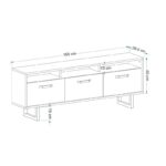 Έπιπλο tv Lida λευκό oak ανθρακί χρώμα μελαμίνη 150x29 6x40cm ed5525 - Image 2