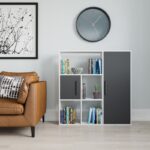 Βιβλιοθήκη Ridge άσπρη ανθρακί μελαμίνη 120x25x123 6cm ed5535