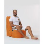 Πουφ Diamond αδιάβροχο ύφασμα πορτοκαλί 60x35cm ed5552