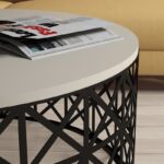 Τραπέζι σαλονιού Ferfor κρεμ μελαμίνη μεταλλικά πόδια 90x38x90εκ ed5591 - Image 4