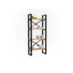 Βιβλιοθήκη Alaro sapphire oak μελαμίνη και μέταλλο 66x32x150cm ed5604 - Image 4