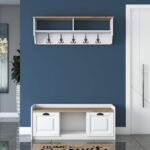 Έπιπλο εισόδου Zono άσπρο καρυδί μελαμίνη 120x40x45εκ ed5616 - Image 4