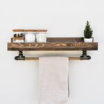 Ράφι μπάνιου Tubo μέταλλο ξύλο 60x17x15cm ed5627