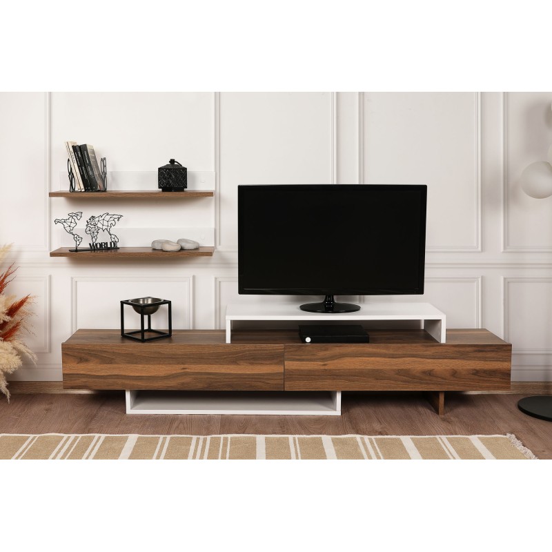 562_0-800x800 Έπιπλο τηλεόρασης Nirvana Teak λευκό χρώμα 180x29 5x41 7cm ed562 - Image 1