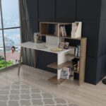 Γραφείο Loro καρυδί λευκό 141 8x60x121 4cm ed5634 - Image 4