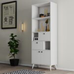 Βιβλιοθήκη Ninova άσπρο μελαμίνη πλαστικά πόδια 69x35x195εκ ed5635