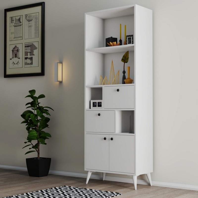 5635_0-800x800 Βιβλιοθήκη Ninova άσπρο μελαμίνη πλαστικά πόδια 69x35x195εκ ed5635 - Image 1