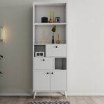 Βιβλιοθήκη Ninova άσπρο μελαμίνη πλαστικά πόδια 69x35x195εκ ed5635 - Image 5