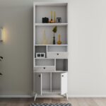 Βιβλιοθήκη Ninova άσπρο μελαμίνη πλαστικά πόδια 69x35x195εκ ed5635 - Image 4