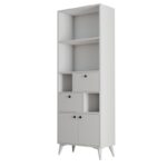 Βιβλιοθήκη Ninova άσπρο μελαμίνη πλαστικά πόδια 69x35x195εκ ed5635 - Image 3