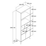 Βιβλιοθήκη Ninova άσπρο μελαμίνη πλαστικά πόδια 69x35x195εκ ed5635 - Image 2