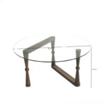 Τραπέζι σαλονιού Orta καρυδί ξύλο επιφάνεια γυαλί 80x80x41εκ ed5636 - Image 2