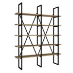 Βιβλιοθήκη Beliada Sapphire μαύρο μελαμίνη μεταλλικό πλαίσιο 126x26x160εκ ed5671 - Image 3