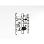 Βιβλιοθήκη Kinali άσπρο μαύρο μελαμίνη μεταλλικό πλαίσιο 126x26x160εκ ed5672 - Image 4