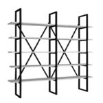 Βιβλιοθήκη Kinali άσπρο μαύρο μελαμίνη μεταλλικό πλαίσιο 126x26x160εκ ed5672 - Image 3