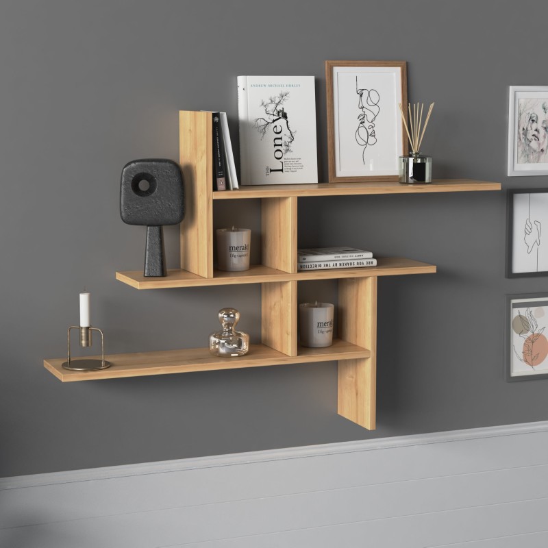 5678_0-800x800 Ράφι τοίχου Germen Oak μελαμίνη 118x20x82cm ed5678 - Image 1