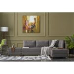 Γωνιακός καναπές κρεβάτι Fly Right καφέ 210x280x70cm ed568