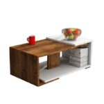 Τραπέζι σαλονιού Modern άσπρο καρυδί μελαμίνη 70x50x35εκ ed5700 - Image 3