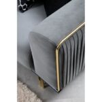 Τριθέσιος καναπές κρεβάτι Carrara γκρι χρώμα ύφασμα ξύλο 234x97x78cm ed570 - Image 4