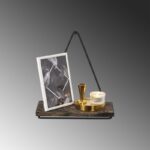 Ραφιέρα Begonia σκούρο καρυδί μαύρο ξύλο μεταλλικό πλαίσιο 27x15x28εκ ed5752 - Image 4