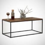 Τραπέζι σαλονιού Cosco καρυδί μελαμίνη μεταλλικά πόδια 95x55x43εκ ed5754